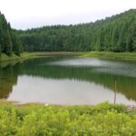 Lagoas Empadadas leží na dně zalesněné kaldery na stezce pěti jezer